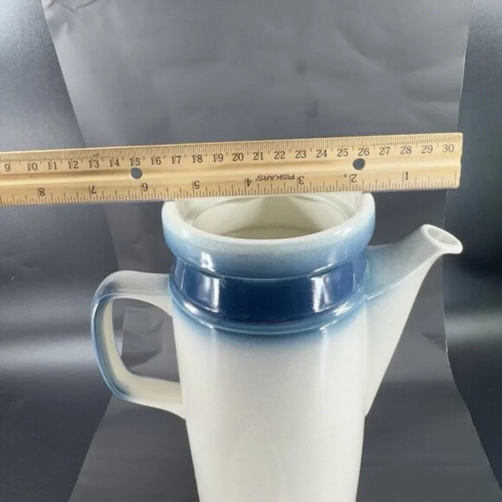 Wedgwood Blue Pacific‎ Ceramic Teapot Coffee Pot Made in England Tall White Blue